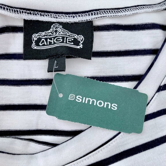 NWT White and Navy Stripe Crop Top - Picture 2 of 7